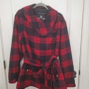 Ashley Stewart 22W/24W waist length double breasted peacoat with belt & pockets